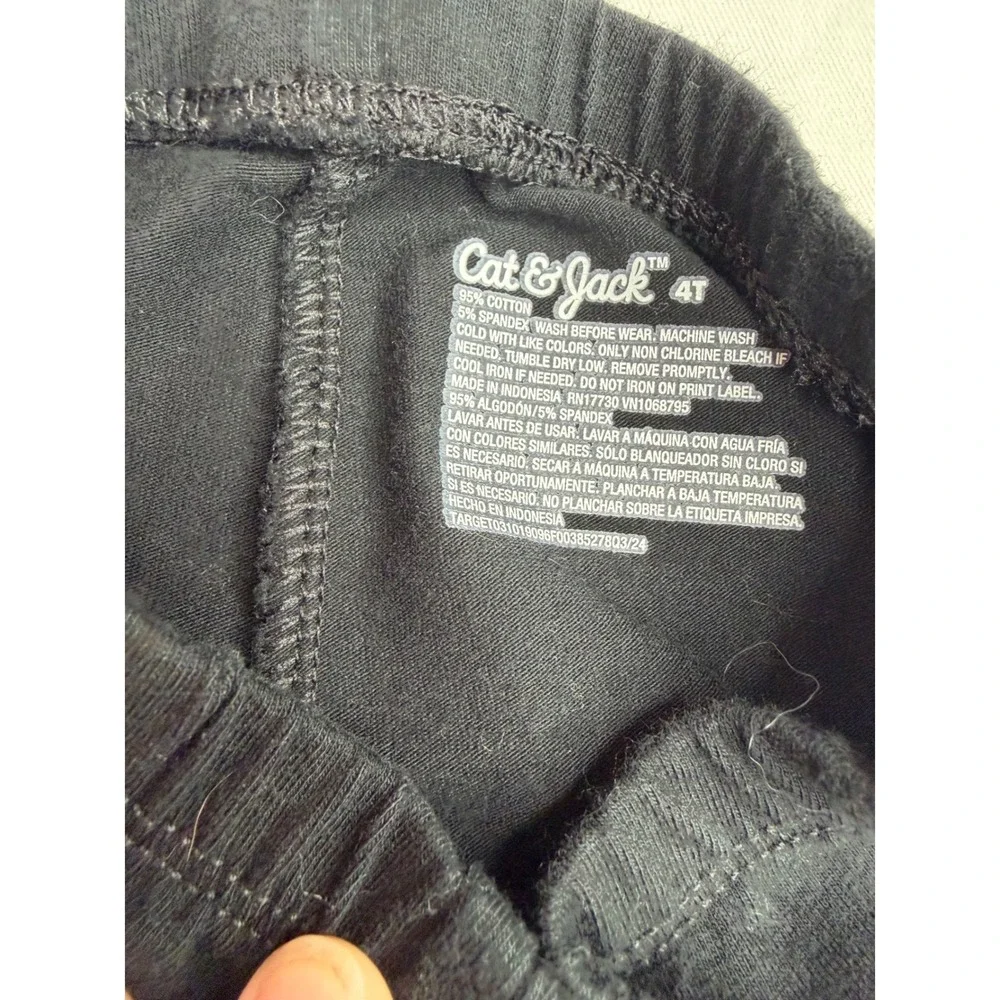 Cat & Jack Girls Black Cotton Blend Leggings Size 4T Solid Basic Pants